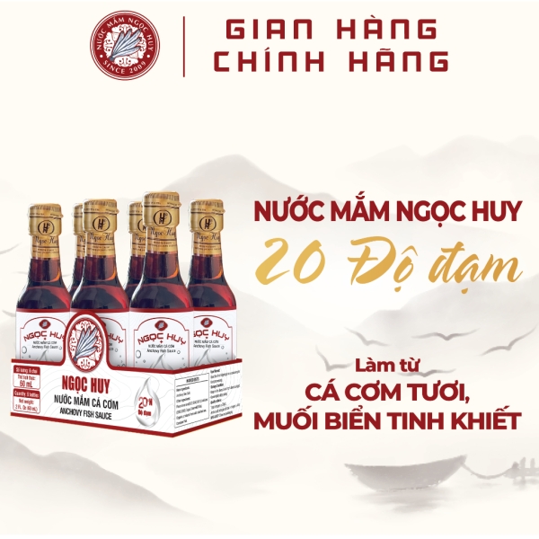 Lốc Nước Mắm Ngọc Huy 20 Độ Đạm 6 chai x 60ml