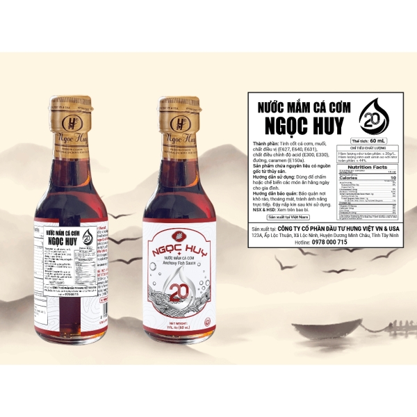 Lốc Nước Mắm Ngọc Huy 20 Độ Đạm 6 chai x 60ml