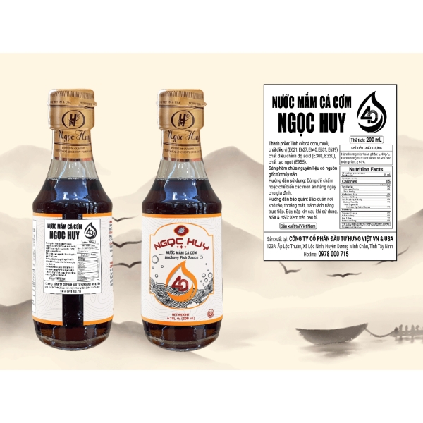 Nước Mắm Ngọc Huy 40 Độ Đạm Chai 200ml