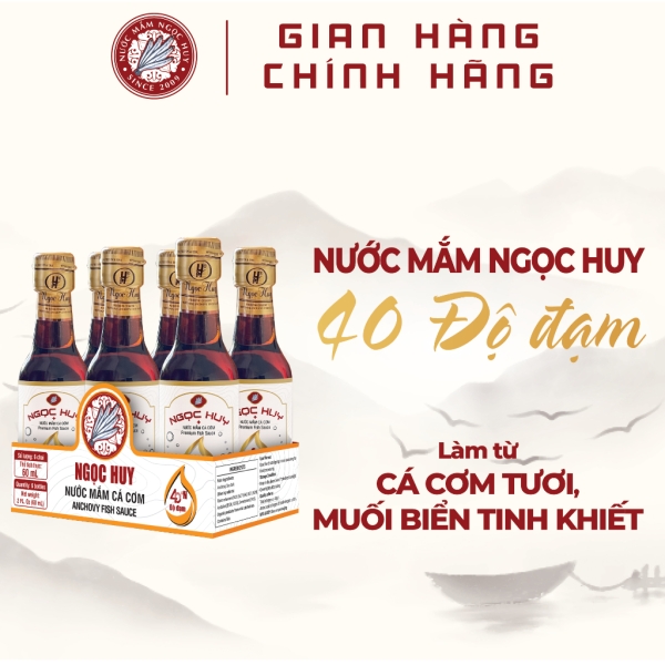 Lốc Nước Mắm Ngọc Huy 40 Độ Đạm 6 chai x 60ml