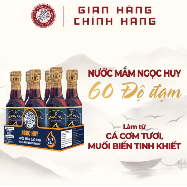 Lốc Nước Mắm Ngọc Huy 60 Độ Đạm 6 chai x 60ml