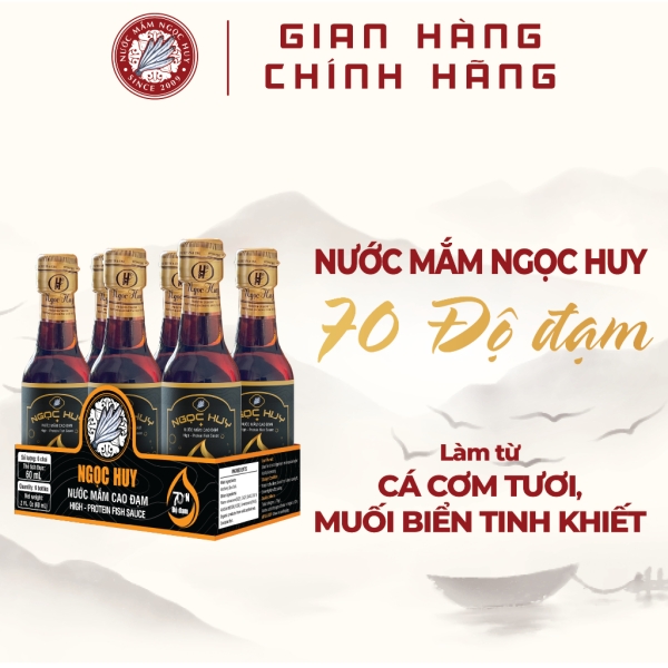 Lốc Nước Mắm Ngọc Huy 70 Độ Đạm 6 chai x 60ml