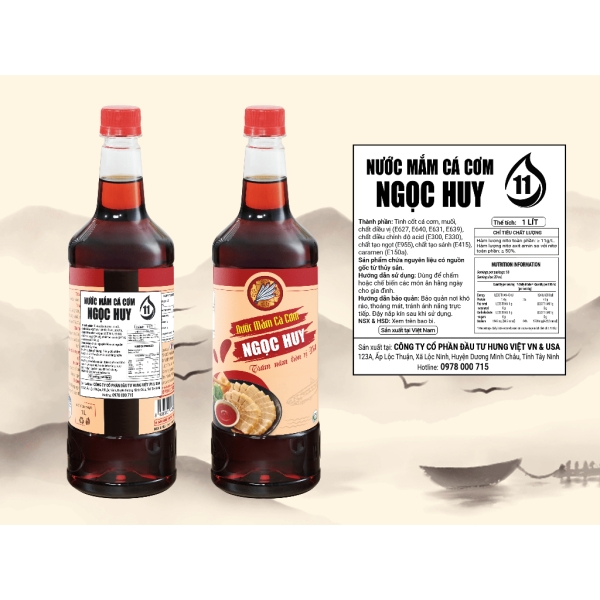 Nước Mắm Cá Cơm Ngọc Huy 11 Độ Đạm - 1 Lít