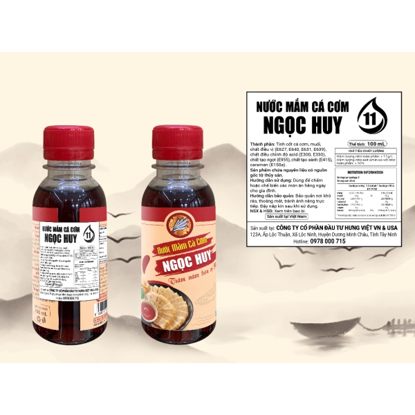 Lốc Nước Mắm Ngọc Huy 11 Độ Đạm 6 Chai x 100ml