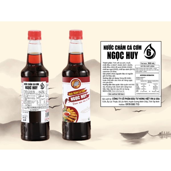 Nước Chấm Cá Cơm Ngọc Huy 6 Độ Đạm - Chai 500ml