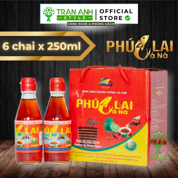 Nước Mắm Cá Cơm Truyền Thống Phúc Lai Cà Ná Đậm Đà Thơm Ngon - Đặc Sản Ninh Thuận [6chai-250ml]