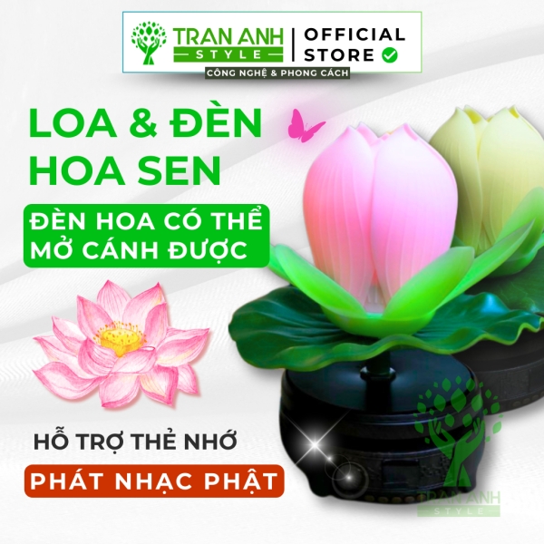 Đèn Hoa Sen Chuyển Động Mở Cánh Hoa Kết Hợp Loa Hoa Sen Sang Trọng - Trang Trí Bàn Gia Tiên