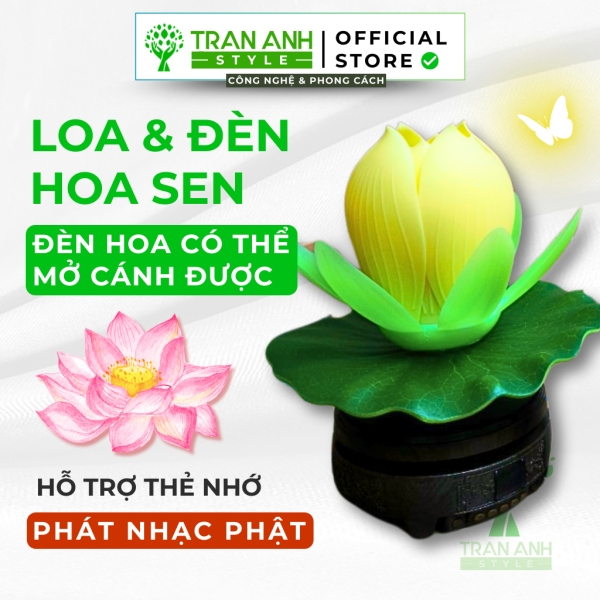 Đèn Hoa Sen Chuyển Động Mở Cánh Hoa Kết Hợp Loa Hoa Sen Sang Trọng - Trang Trí Bàn Gia Tiên